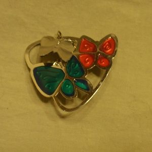 Butterfly Brooch - Blue, Pink and Silver